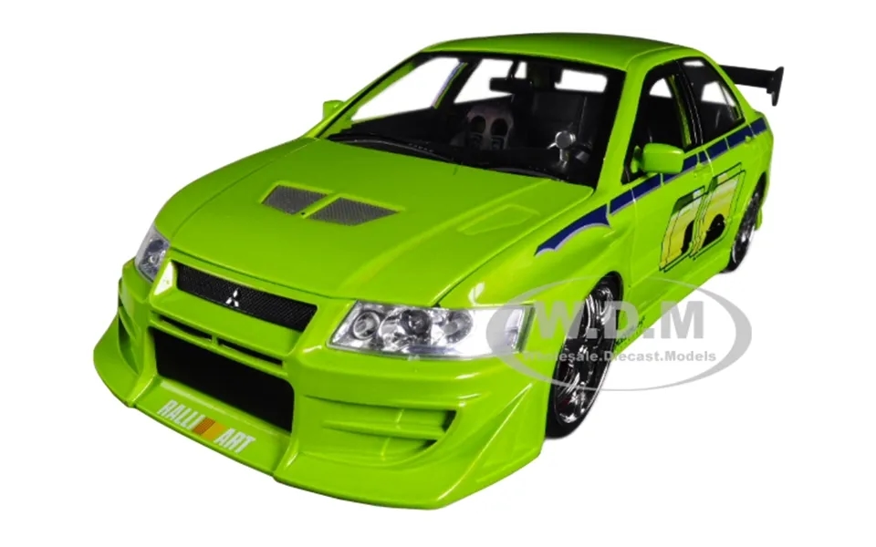 Brians Mitsubishi Lancer Evolution Vii Green With Graphics Fast & Furious Movie 1 24 Diecast Model Car By Jada