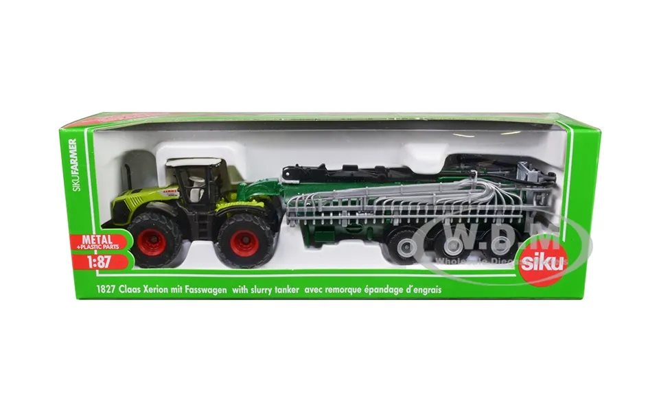 Claas 5000 Xerion Tractor Green And Black With Vacuum Tanker 1 87 Ho Diecast Model By Siku