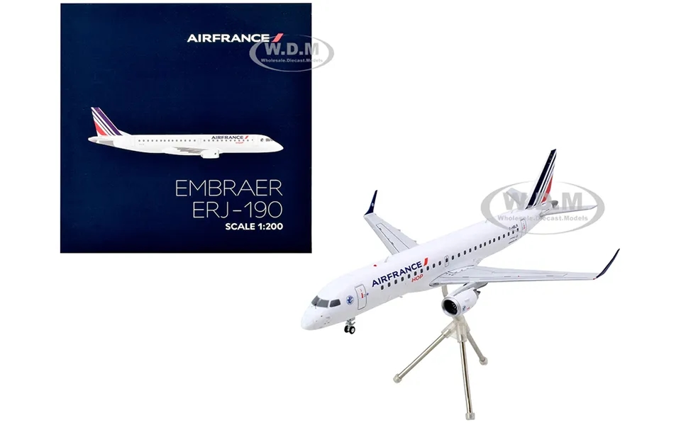 Embraer Erj-190 Commercial Aircraft Air France Hop F-hbln White With Striped Tail Gemini 200 Series 1 200 Diecast Model