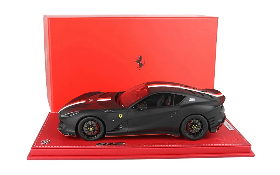 Ferrari 812 Competizione 16 Matt Black With Red And White Stripes With Display Case Limited Edition To 226 Pieces Worldw
