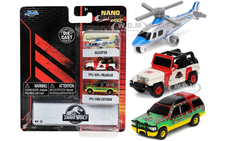 Jurassic World 3 Piece Set Nano Hollywood Rides Diecast Models By Jada