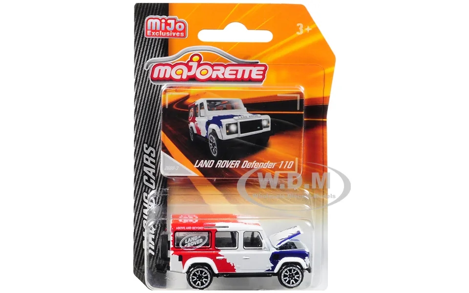 Land Rover Defender 110 White Red Blue Above And Beyond Racing Cars 1 60 Diecast Model Car By Majorette