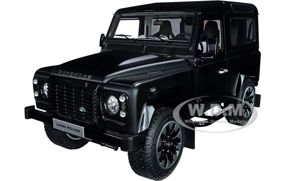 Land Rover Defender 90 Works V8 Matt Black With Gloss Black Top 70th Edition 1 18 Diecast Model Car By Lcd Models