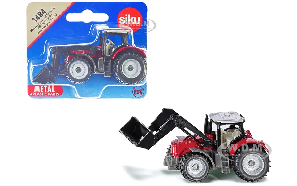 Massey Ferguson Tractor With Front Loader Red With Silver Top Diecast Model By Siku