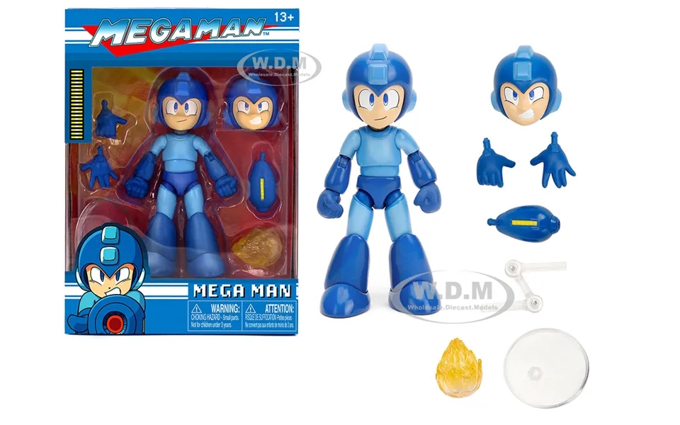 Mega Man 4.5 Moveable Figure With Accessories And Alternate Head And Hands Mega Man 1987 Video Game Model By Jada