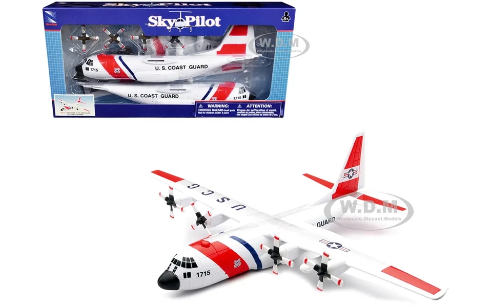 Model Kit Lockheed C-130 Hercules Transport Aircraft White And Red United States Coast Guard Snap Together Plastic Model