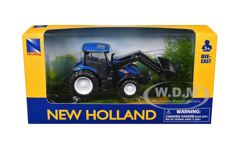 New Holland T6.175 Tractor With Front Loader Blue Diecast Model By New Ray