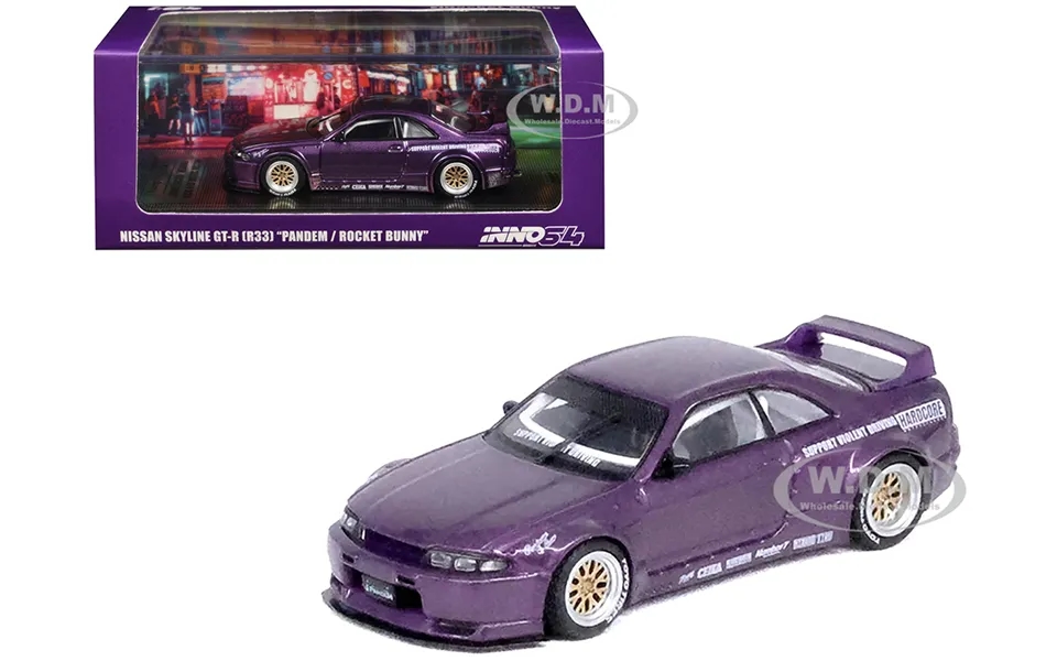 Nissan Skyline Gt-r R33 Rhd Right Hand Drive Pandem - Rocket Bunny Purple Metallic 1 64 Diecast Model Car By Inno Models