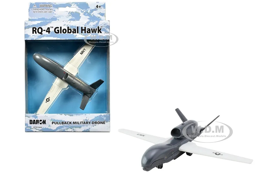 Northrop Grumman Rq-4 Global Hawk Military Drone United States Navy Gray And White Diecast Model Airplane By Daron