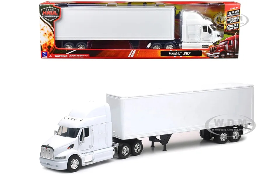 Peterbilt 387 Truck With Dry Goods Trailer White Long Haul Truckers Series 1 32 Diecast Model By New Ray