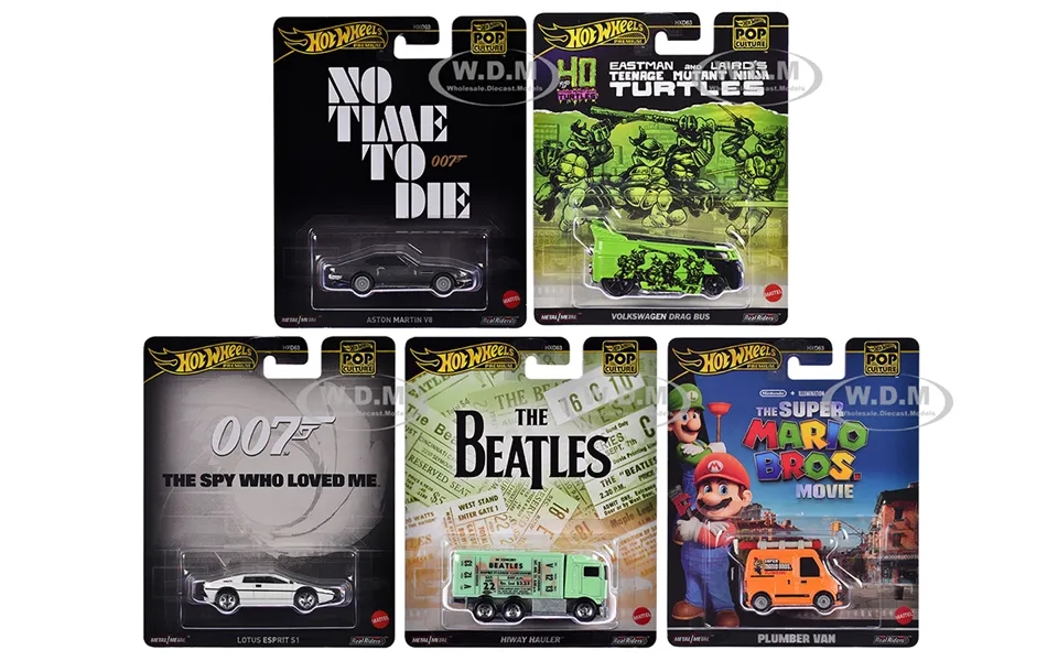 Pop Culture 2024 5 Piece Set D Premium Series Diecast Model Cars By Hot Wheels