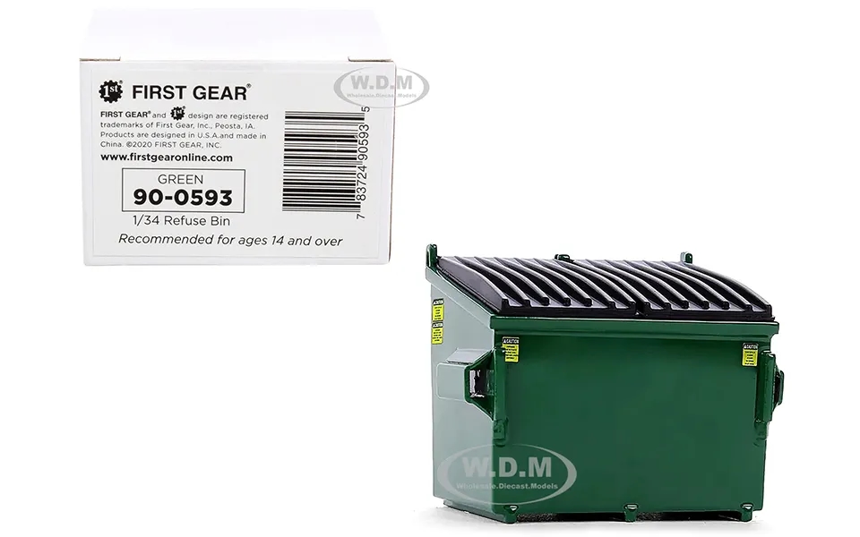 Refuse Trash Bin Green 1 34 Diecast Model By First Gear