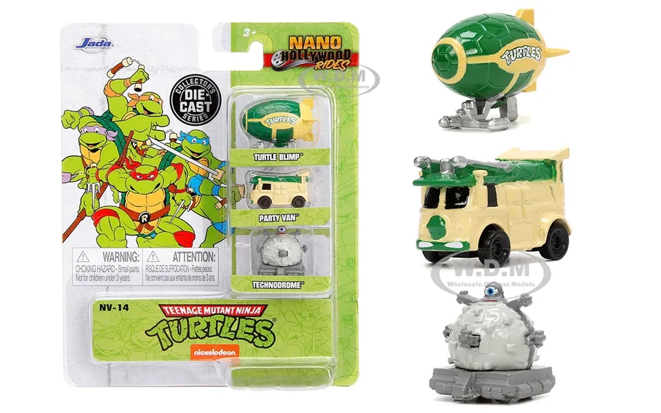 Teenage Mutant Ninja Turtles 3 Piece Set Nickelodeon Nano Hollywood Rides Series Diecast Model Cars By Jada