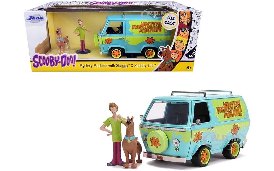 The Mystery Machine With Shaggy And Scooby-doo Figurines Scooby-doo 1 24 Diecast Model Car By Jada