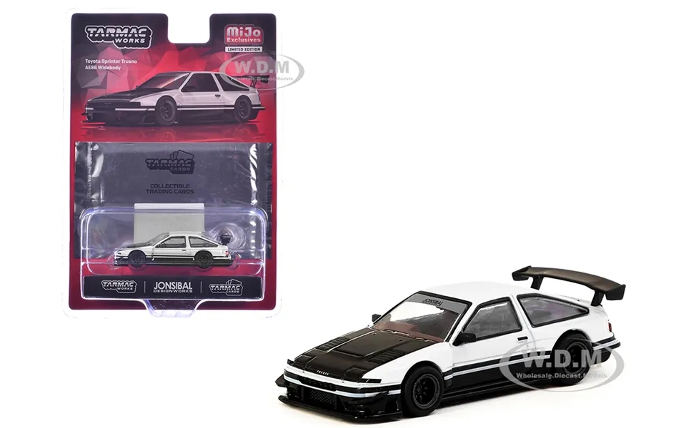 Toyota Sprinter Trueno Ae86 Widebody Rhd Right Hand Drive White And Black With Tarmac Cards Global64 Series 1 64 Diecast