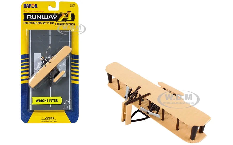 Wright Flyer Biplane Aircraft Beige With Runway Section Diecast Model Airplane By Runway24