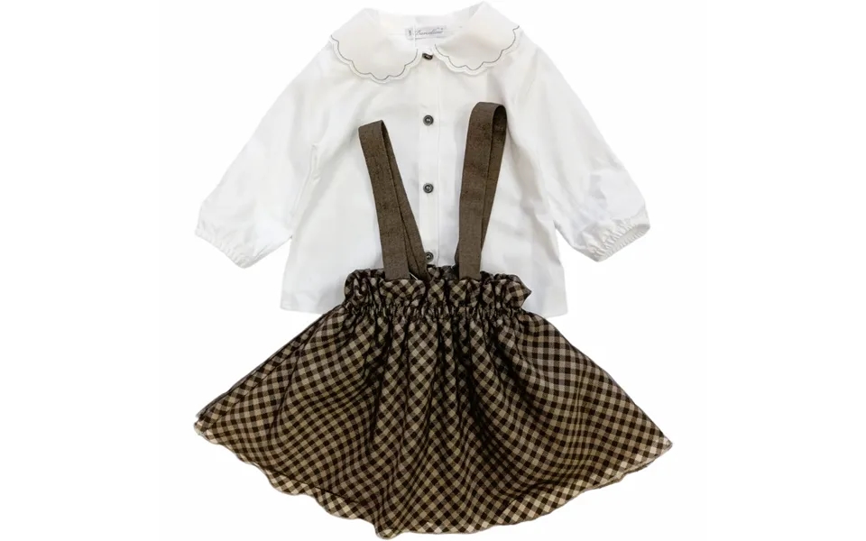 Barcellino - Complete 2 Pz. Shirt Skirt Squares Brown 105309