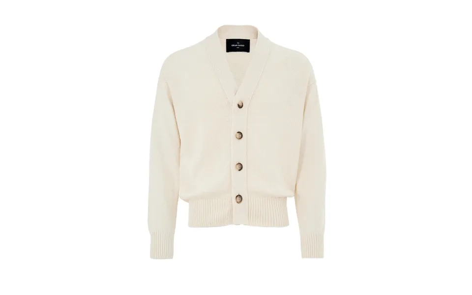 Cardigan Sweater In Cotton White Cream Gran Sasso