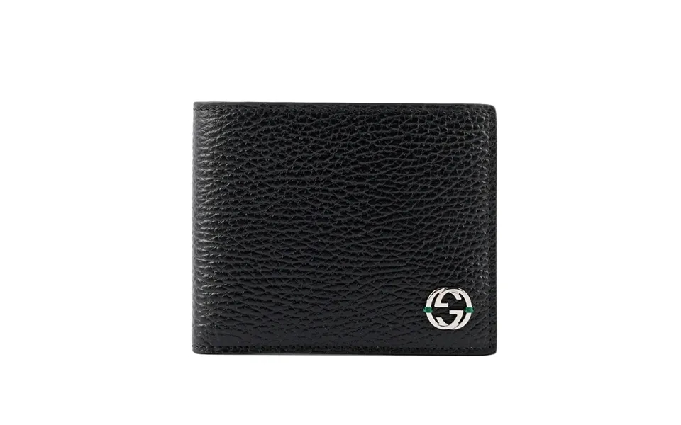 Gucci Black And Green Bifold Wallet Men Dollar Calf Leather Mod