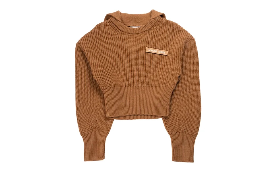 Half Cardigan Knit Sailor Sweater In Camel