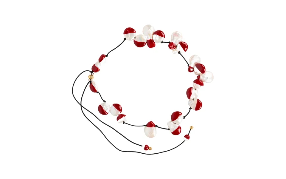 Holiday Pearl Necklace In Red