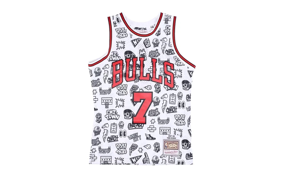 Men's Basketball Tank Top Nba Doodle Swingman Jersey Hardwood Classics No 7 Toni Kukoc 1997-98 Chibul