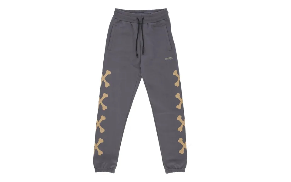Men's Lightweight Tracksuit Pants Cross Bones Pants Grey Beige