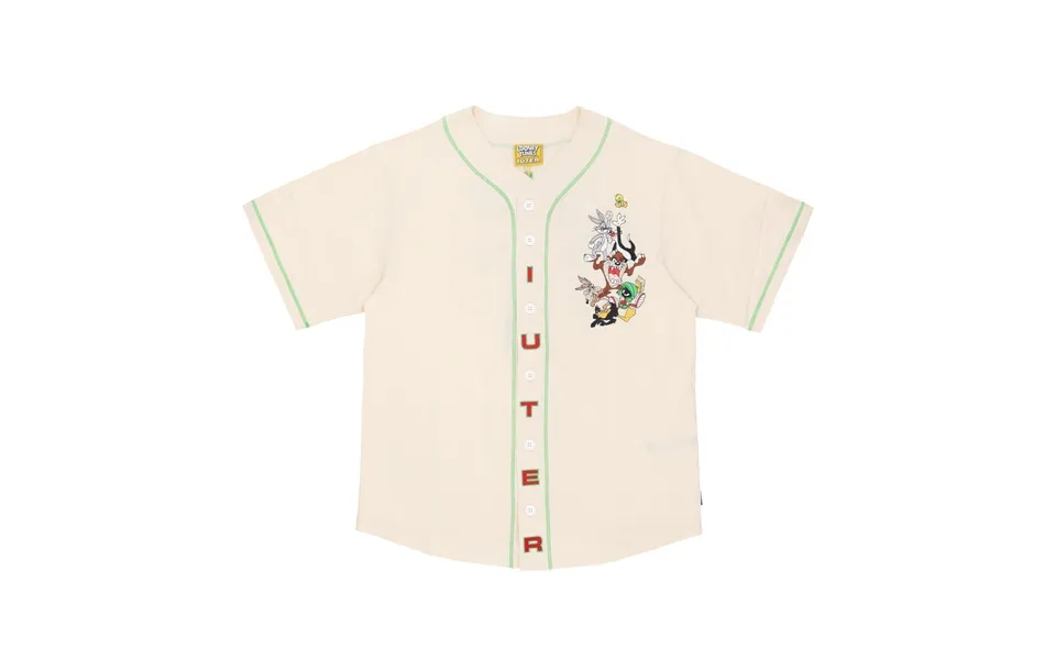 Men's Looney Tunes Baseball Shirt Cream Buttons Coat