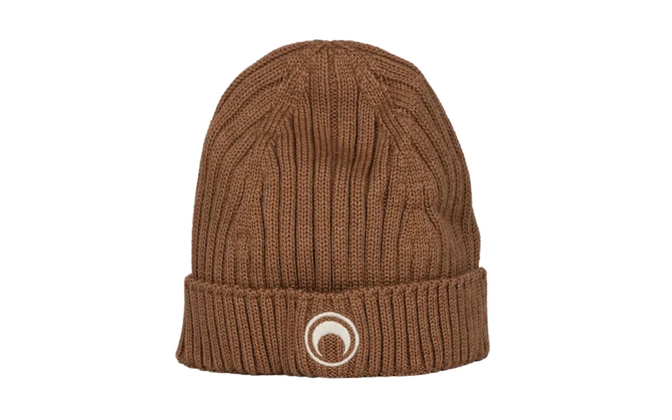Moon Logo Knit Beanie In Camel