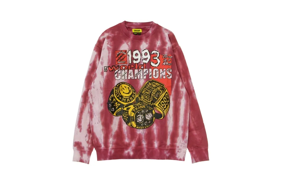 Smiley Champions 3 Rings Tie Dye Red Men's Lightweight Crewneck Sweatshirt