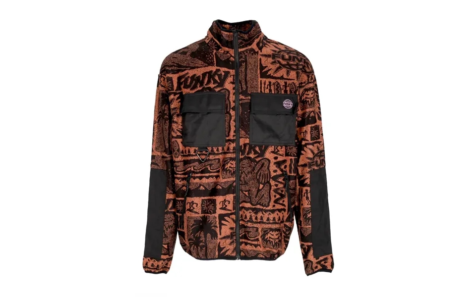 Tribe Men's High Neck Sweatshirt Full Zipper Fleece Rust