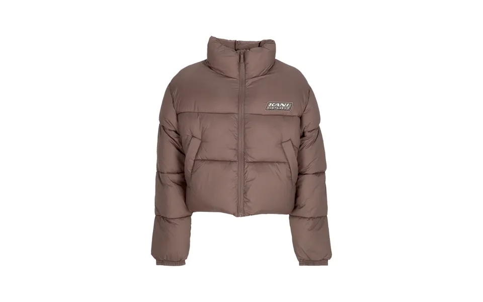 Women's Short Down Jacket W Sport Patch Crop Puffer Jacket Taupe