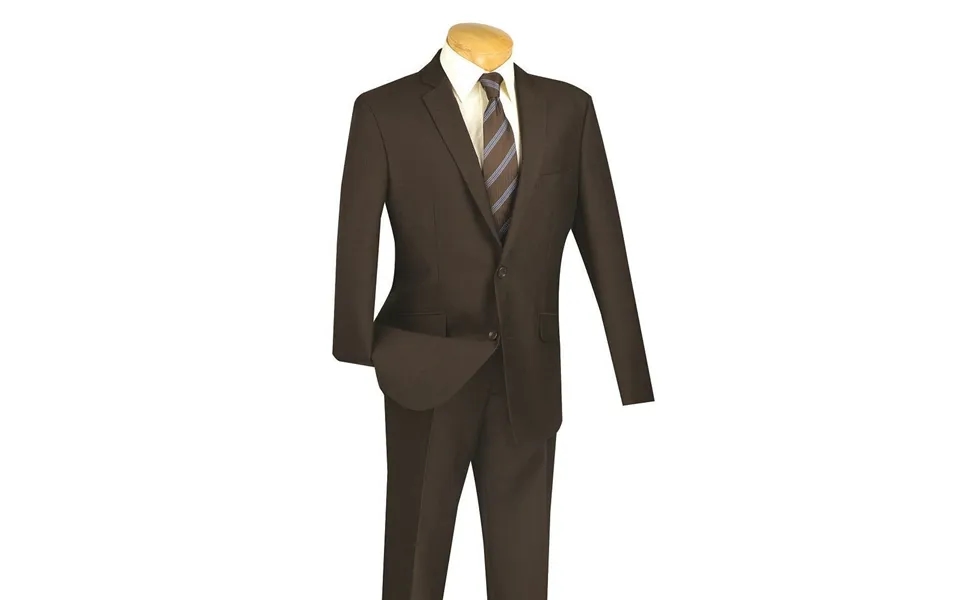 Brown Slim Fit Men's Travel Suit - Textured Stretch Fabric