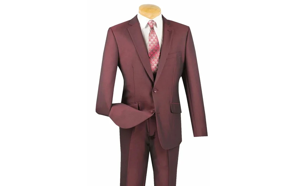 Burgundy Men's Slim Fit Textured Travel Suit - Stretch Comfort