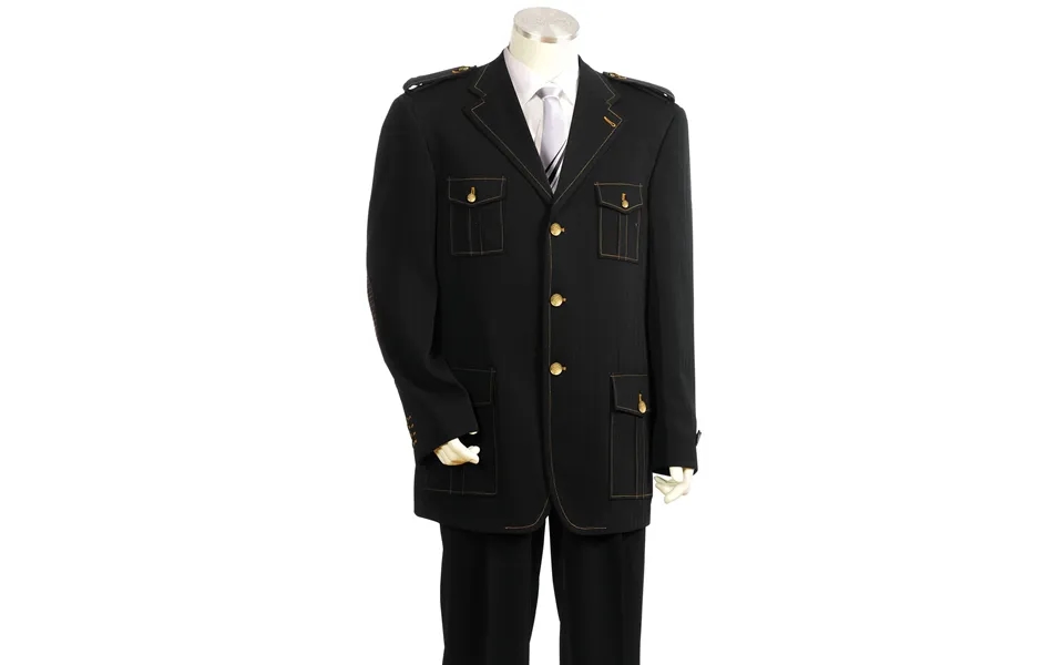 Canto Men's 2 Piece Military Fashion Suit With Shoulder Epaulettes