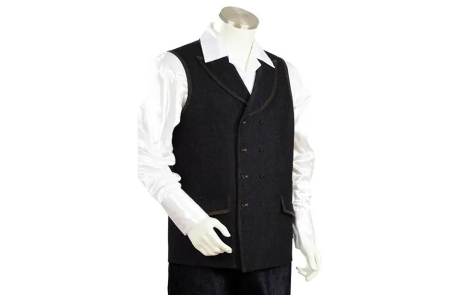 Canto Men's Denim Vest 2-piece Set - Double Breasted