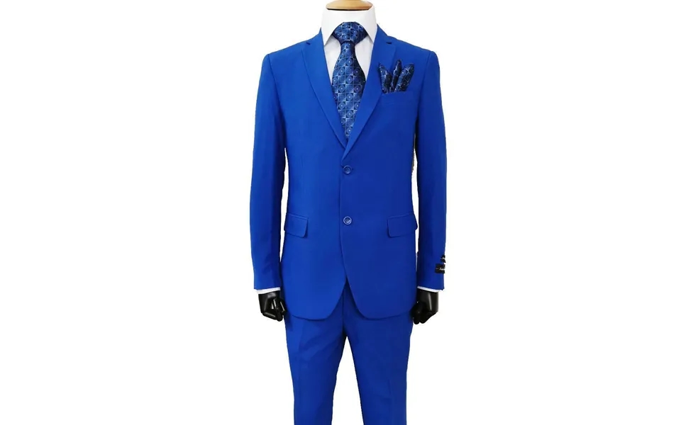 Classic Fit Men's 2 Button Poplin Suit In Royal Blue - Close Out 40l