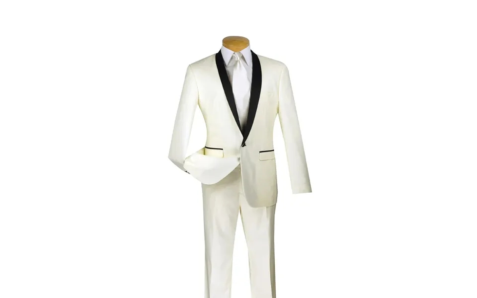 Ivory & Black Shawl Tuxedo Suit
