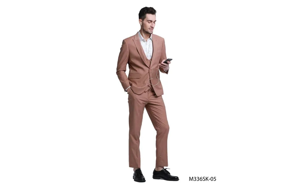 Jacket Tazio Men's 3 Piece Skinny Fit Suit With Double Breasted Vest & Jacket