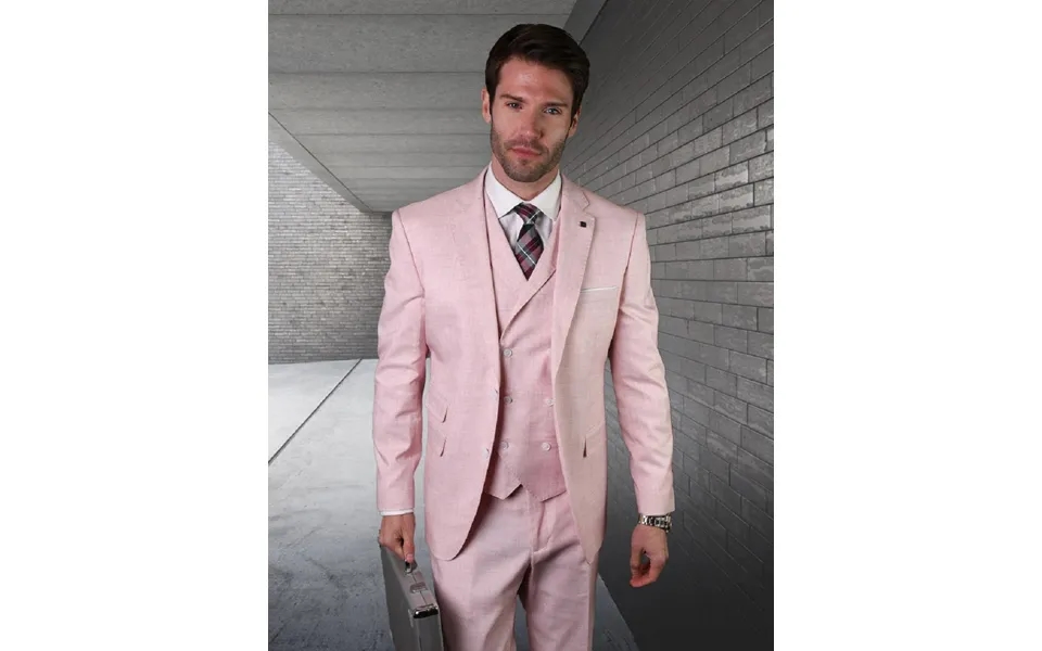 Light Pink Suit For Men Mens 2 Button Slim Fit Suit With Double Breasted Vest In Pink