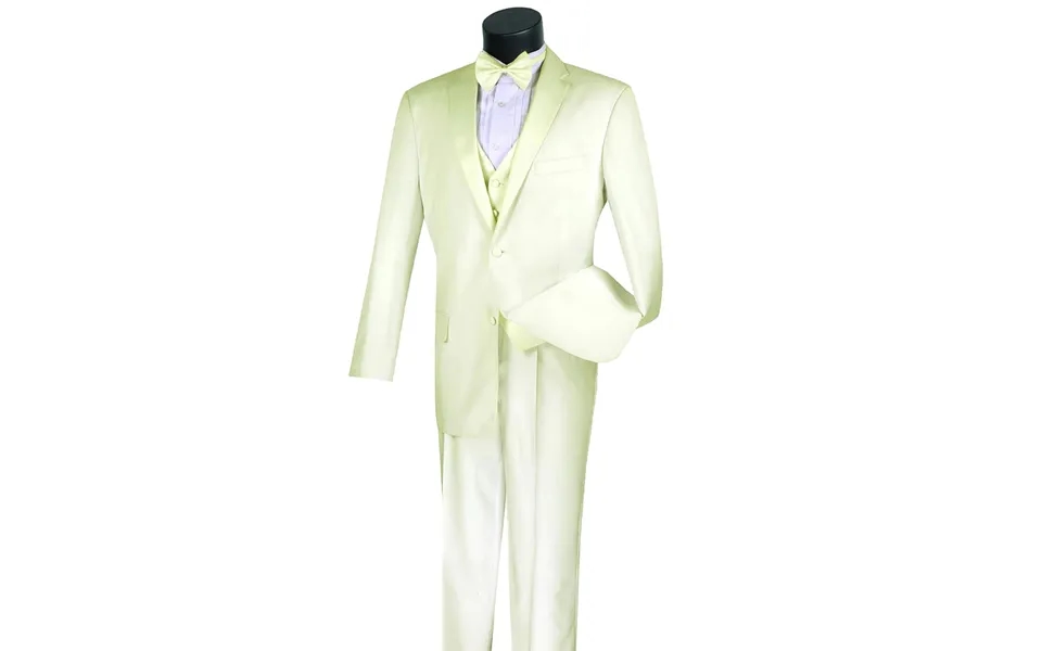 Mens 3pc Vested Ivory Off White Tuxedo Suit