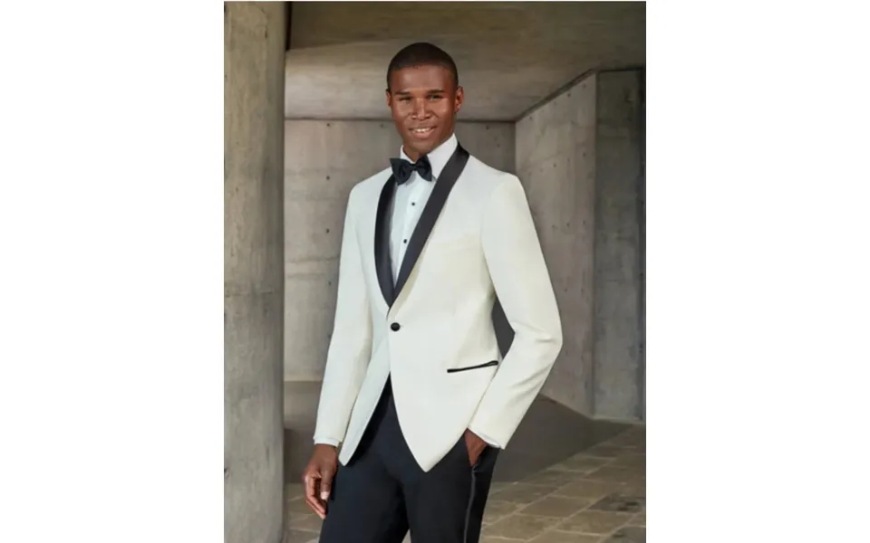 Mens Designer Ivory & Black Traditional Shawl Dinner Suit Jacket