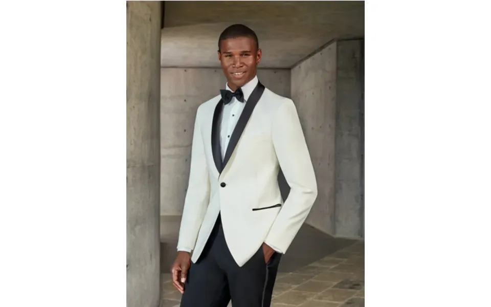 Mens Designer Ivory & Black Traditional Shawl Dinner Suit Jacket