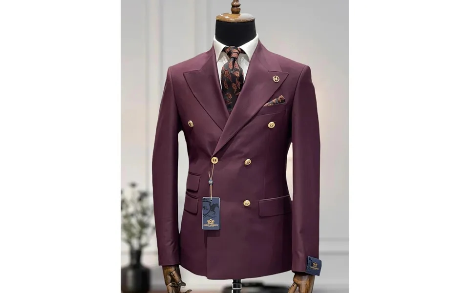 Mens Double Breasted Suit - Maroon 1920s 1980s Style Peak Lapel Suits - Back Side Vented Mens Designer Modern Fit Doub