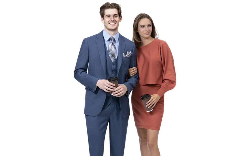 Men's Sharkskin Business Suit - Modern Fit, Two Button Vested, Midnight Blue