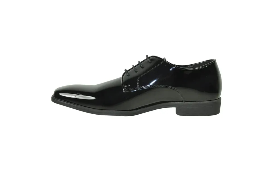 Mens Shiny Patent Plain Toe Tuxedo Dress Shoe In Black