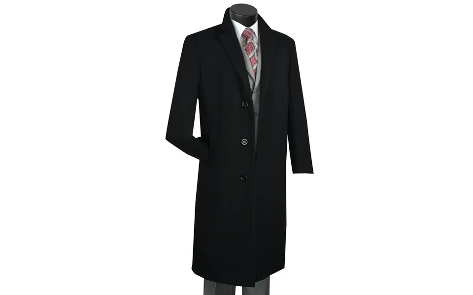 Men's Wool & Cashmere Overcoat - Full Length Black Luxury Coat