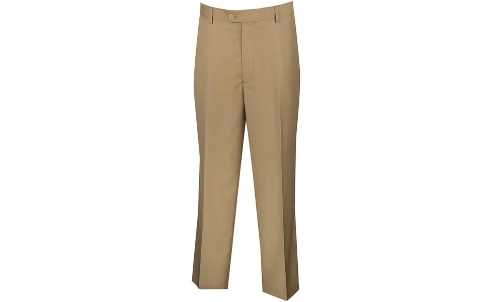 Men's Wool Feel Regular Fit Dress Pants - Khaki Flat Front Style