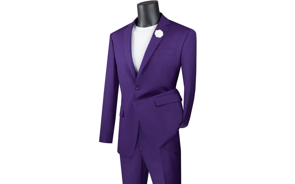 Modern Fit 2 Button Men's Suit In Purple - Basic Collection