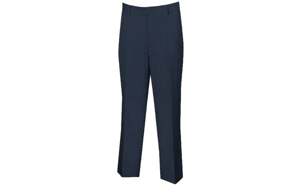 Navy Blue Men's Regular Fit Wool Dress Pants - Flat Front Style